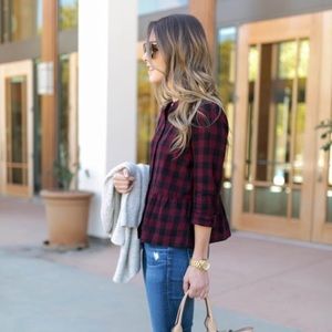 Madewell Lakeside Peplum Shirt In Buffalo Check